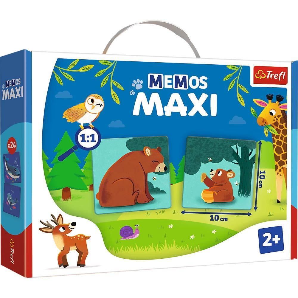 Trefl Memos Maxi Animals and Their Children Educational Game for Little Ones Finding Picture Pairs Large Elements and Thick Cardboard Classic Memory Game for Children from 2 Years