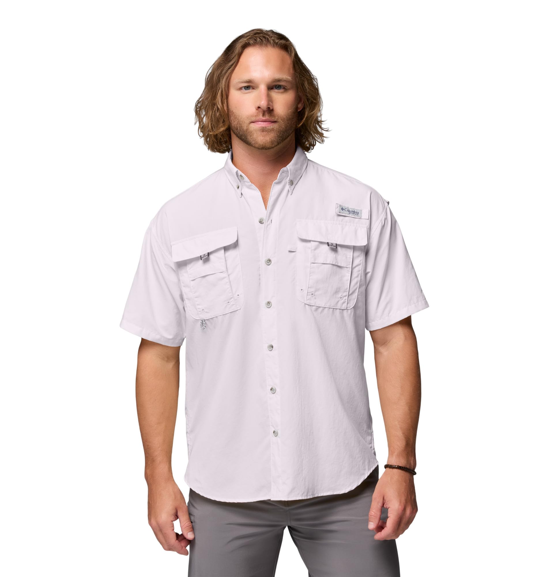 Columbia Mens PFG Bahama II Short Sleeve Fishing Shirt, Lavender Pearl, 1X Image