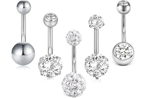 D.Bella 14G Belly Button Rings Surgical Stainless Steel Diamond Belly Rings 10mm Belly Button Piercing Jewelry Navel Rings Na