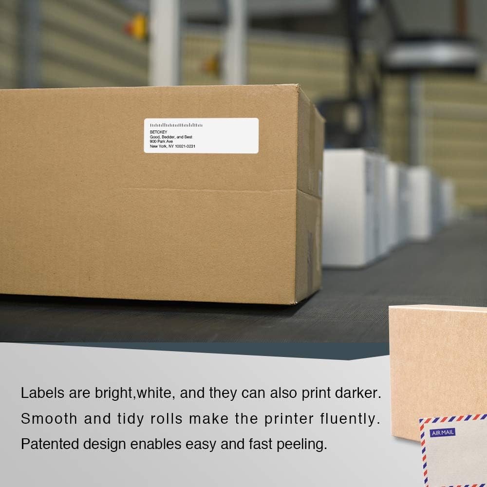 BETCKEY - Compatible DYMO 30252 (1-1/8" x 3-1/2") Address & Barcode Labels - Compatible with Rollo, DYMO Labelwriter 450, 4XL & Zebra Desktop Printers[10 Rolls/3500 Labels] : Office Products