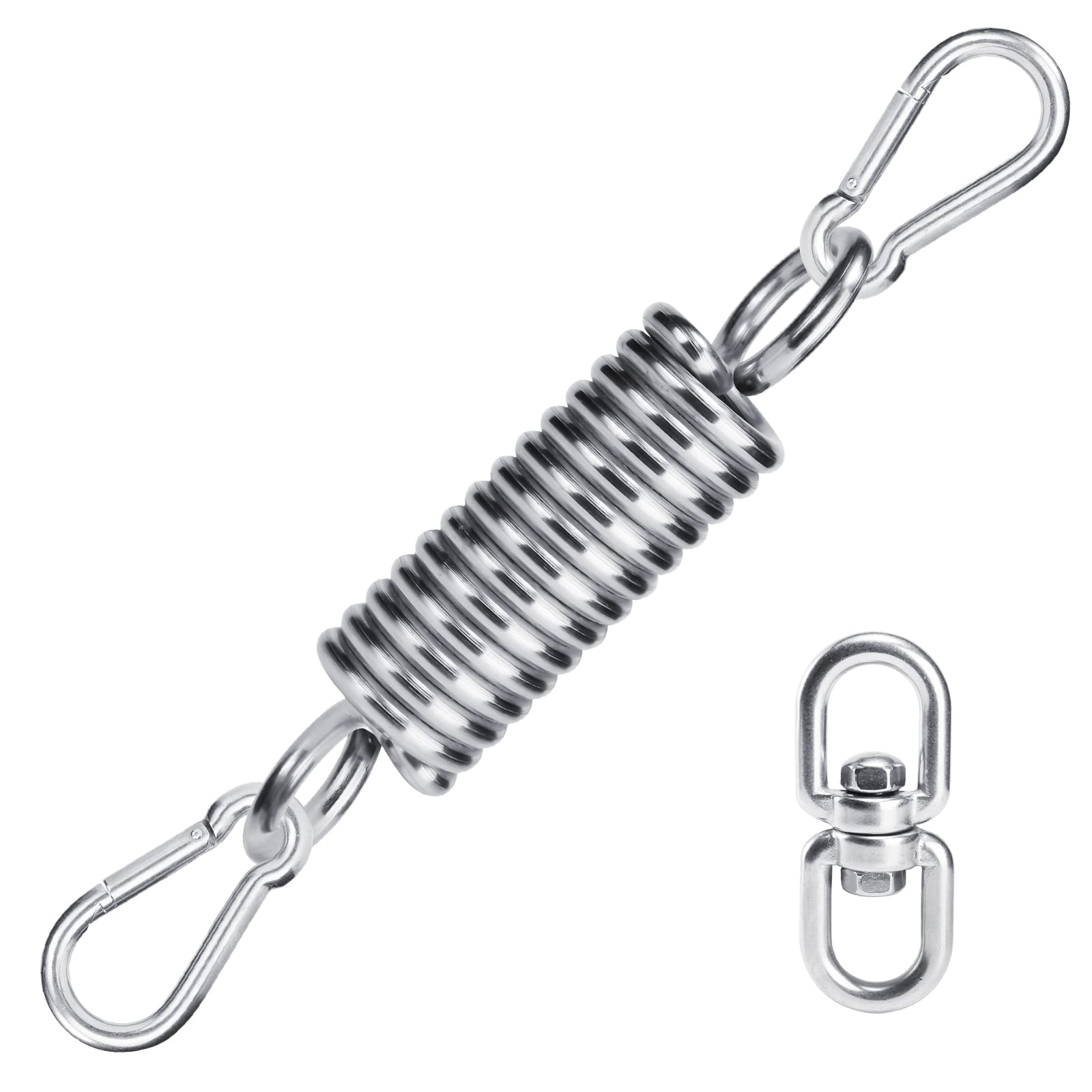 HOMPER Spring Hanging Kit 250KG Capacity, 2x M10 Snap Hooks, 1x Suspension Spring and 1x 360° Rotatable ring, for Hammock Swing Chair Boxing Punching Bag Yoga