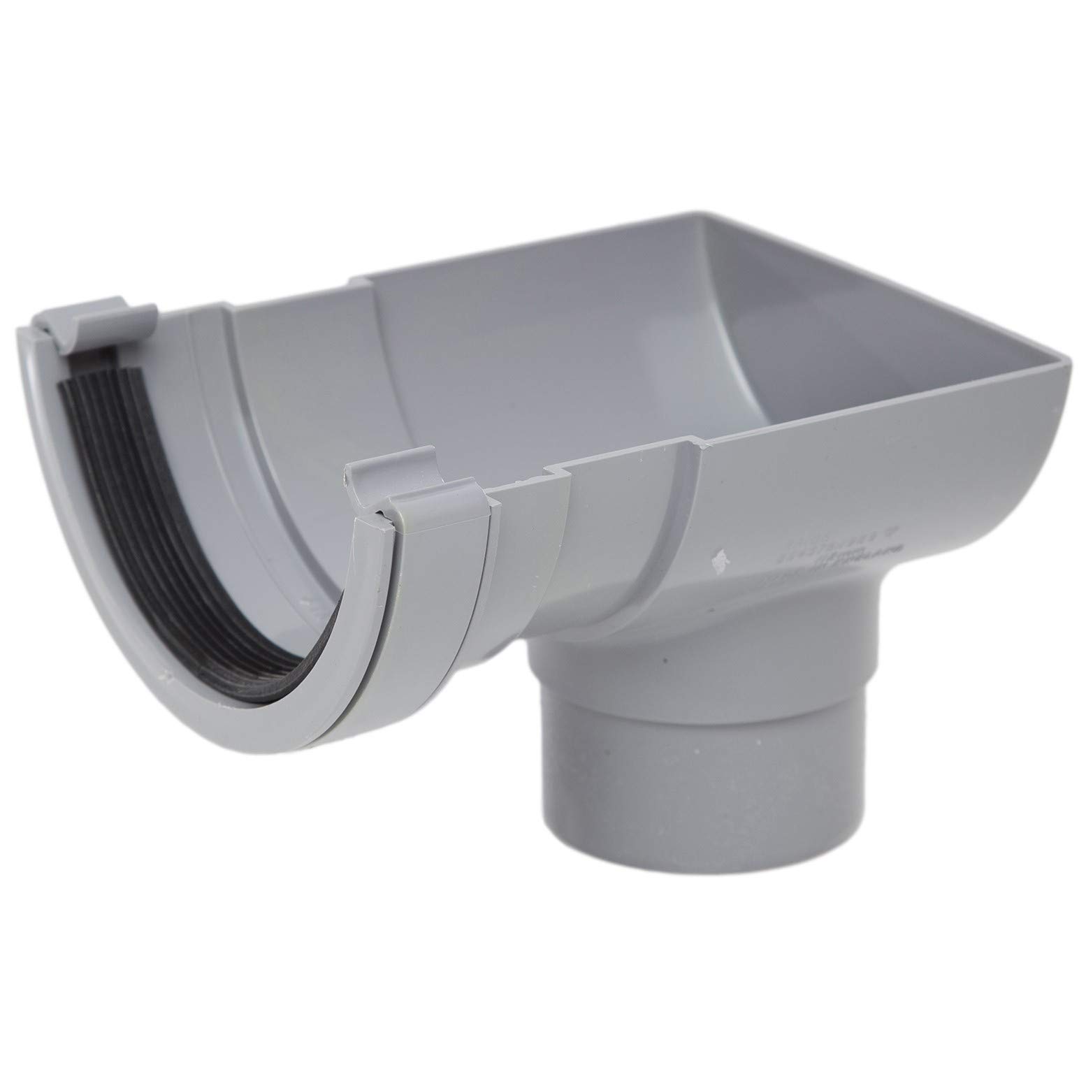 POLYPIPE RR106 Grey Stop End Outlet for 112mm Half Round guttering System