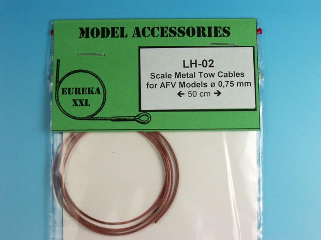 Eureka XXL 0.75mm Scale Metal Tow Cables for AFV Kits - 50cm Long #LH-02