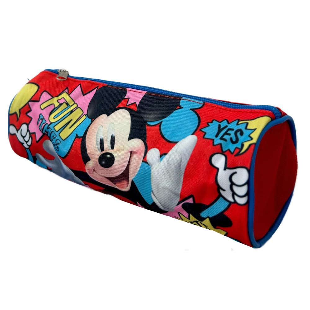 CARTOON Tombolino Round School Pencil Case School Stationery Organizer Pen Holder Pencil Case Colours, red, 22 x 8 x 8 cm, Mickey (3)
