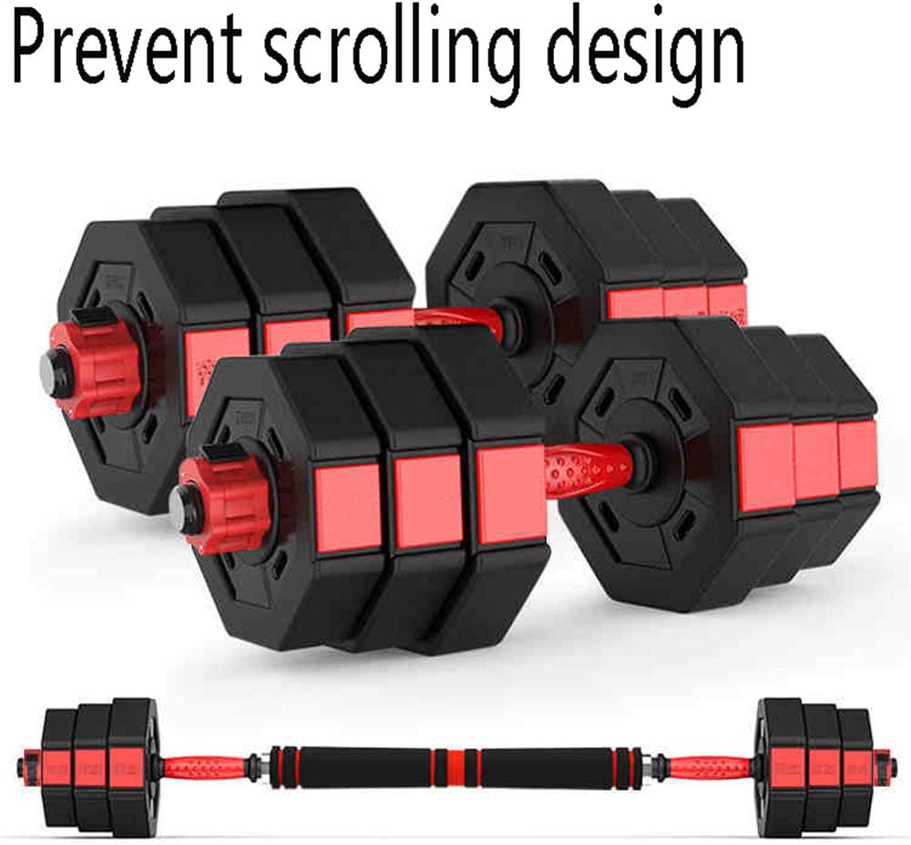 JIAJU Adjustable Dumbbell Set, Octagonal Anti-roll, Dumbbell Three Uses, Can Be Used for Home Fitness Training, Barbell, Black + Red, 40,000g Weight
