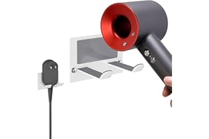 XIGOO Self Adhesive Hair Dryer Holder Wall Mounted - Adhesive Bathroom Hair Blow Dryer Rack Organizer Compatible with Supersonic Hair Dryers (White)