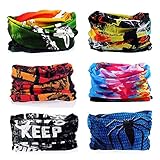 6pcs Seamless Sport Bandana Headband Versatile 16-in-1 Stretchable Headwear Headwrap Sweatband Magic Scarf, Neck Balaclava, Helmet Liner, Tube Mask for ATV/UTV Riding UV Resistance Casual Yoga