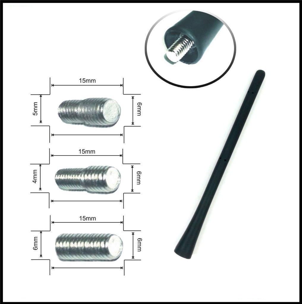 BLACK FLEXIBLE CAR AERIAL ANTI NOISE BEE STING MAST ANTENNA ARIEL ARIAL RADIO AM FM ROOF 7" 18 CM UNIVERSAL