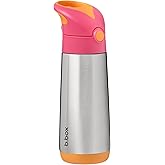 b.box 16.9 oz Insulated Water Bottle - Keeps Drinks Cold 15 Hours, Warm 8 Hours, Triple Wall Stainless Steel Kids Water Bottle w/Free Flow Silicone Straw, Leakproof & Dishwasher Safe