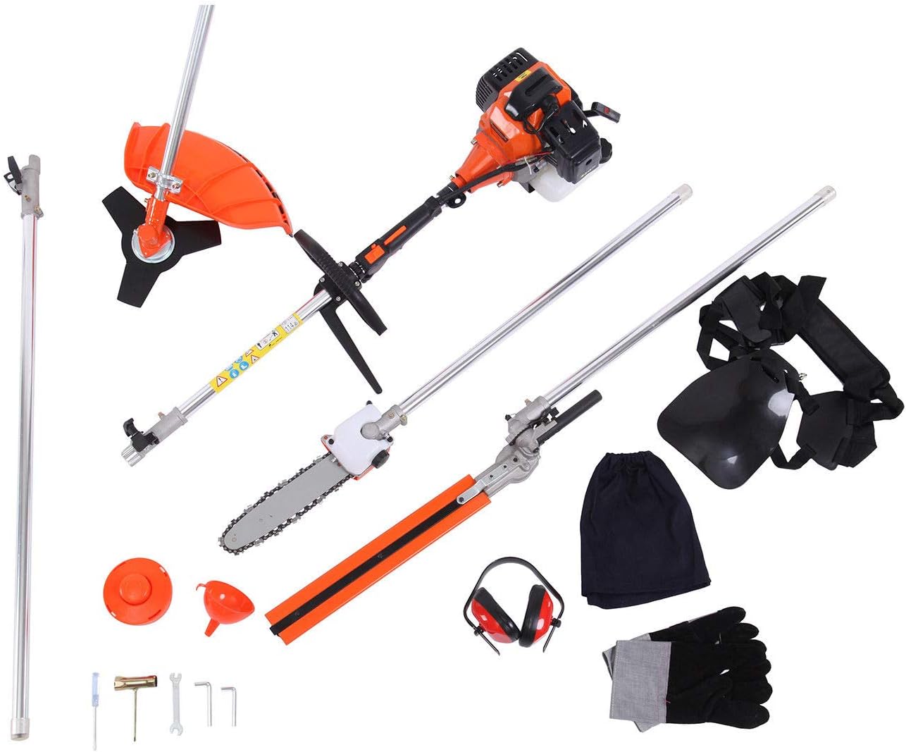 Vigenu 5 Functional in 1 Hedge Trimmer 52cc Petrol Engine Chainsaw Cutter Pole Saw Brush Outdoor Tools