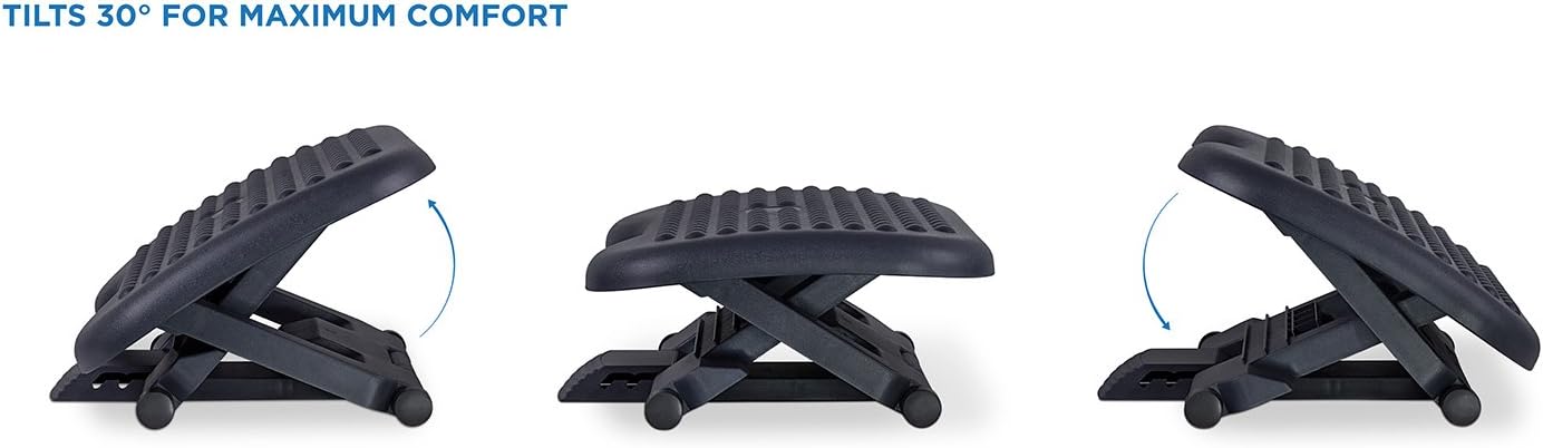Mount-It! Ergonomic Under Desk Footrest | Height Adjustable Office Foot Rest with 3 Height Levels | Tilting Foot Stool | Home Office Footrest with Massage Surface for Improved Circulation (MI-7801) : Office Products
