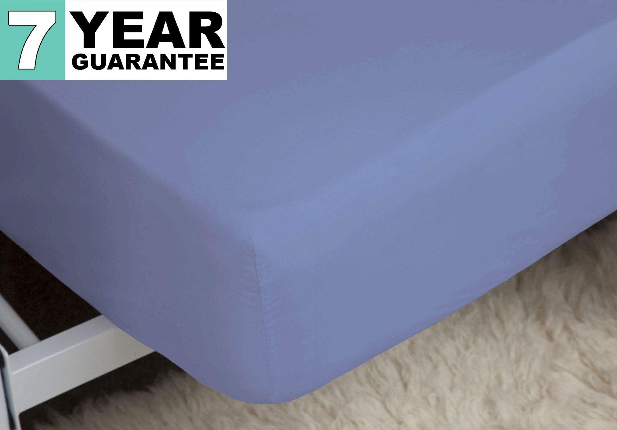 Belledorm Blue Fitted Sheet, 200 Thread Count Percale, Mattress Depth 28cm (Single, Sky Blue)