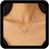 Xduargs Boho Love Knot Necklace Choker Vintage Love Knot Circle Necklaces Gold Circle Pendant Necklaces Hollow Round Necklace for Women
