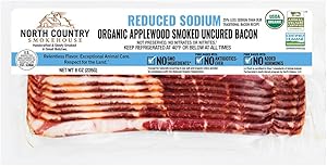 North Country Smokehouse, Organic Reduced Sodium Applewood Smoked Uncured Bacon, 8 Ounce