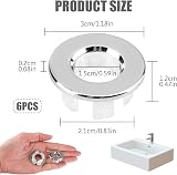 RRICHH 6Pcs Metal Sink Overflow Caps Brass 22-26mm Silver Bath Drain Cover view 2