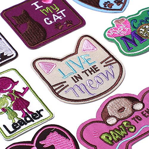 SHELCUP Cool Embroidered Iron on Patches, for Jackets, Packs, Jeans, Assorted Styles, 9pcs Pets