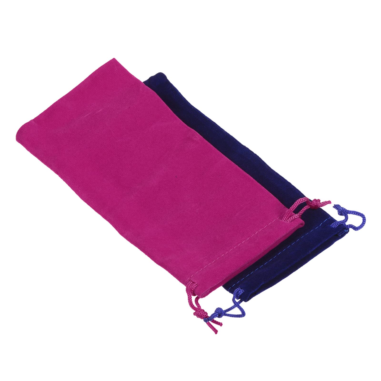 PATIKIL 17x8cm Drawstring Gift Bags, 2Pcs Soft Flannel Cloth Storage Pouch for Jewelry Glasses Wedding, Dark Blue Rose Red