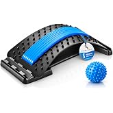 Spine Decompression Back Stretcher with Massage Ball - 3 Level Adjustable | Back Cracker Board for Lower Back Comfort - Posture Support and Scoliosis Aid for Home, Office &amp; Gym