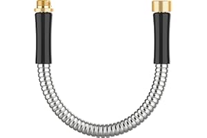 BLUEGARDEN Short Metal Garden Hose 1 ft Connector, Stainless Steel Small Hose Extension Adapter for Hose Reel, Long, Flexible, Lightweight & Heavy Duty Water Pipe, No Kinking Outdoor Water Hose for Yard, 1 Foot