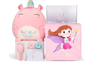 Get Well Soon Gift for Kids Girls, Feel Better Gifts for Kid, 12'' Get Well Soon Unicorn Plush Pillow & Soft Cozy Flannel Kid
