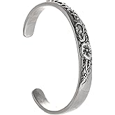 YWMAN Celtic Flower Cuff Bracelet, Vintage Floral Open Cuff Bangle, Stainless Steel Medieval Plants Pattern Bracelet Jewelry Gift for Men Women