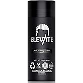 ELEVATE Hair Fibers to Instantly Thicken & Completely Conceal Thinning Balding Areas Loss in 30 Seconds for Men & Women (BLACK) 28g Size - 100% Natural & Undetectable Keratin Fibers