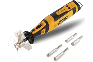 CUBEWAY Cordless Chainsaw Sharpener Kit - Portable 8V Chain Saw Sharpener Tool with 4 Diamond Wheels & Angle Attachment, Variable Speeds, Safety Lock, Hang Ring - Ideal for All Chainsaw Chains