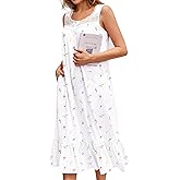 Ekouaer Nightgowns for Women Sleeveless Night Gown Victorian Sleep Shirt with Pockets Ladies Pajamas Lace Trim Sleepwear