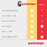Packatape 6 Rolls Brown Packaging Tape 48 mm x 66 m - Heavy Duty view 7