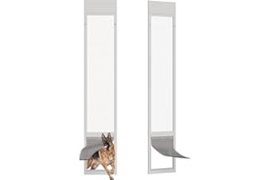 ARK DESIGN Dog Door for Sliding Glass Doors, Adjustable Height 91"-95 9/16" Aluminum Frame Tempered Sliding Door Dog Doors Insert with Lock, 10 x 15 Flap Size for Large Dogs