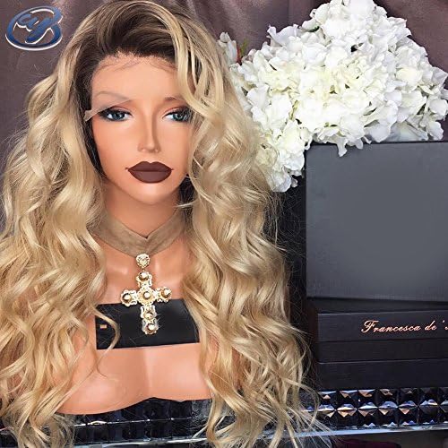 YUAN 8A Virgin Peruvian Human Hair For Black Women Loose Wave Two Ombre 1B 613 Full Lace Human Hair Wigs With Baby Hair Blonde Lace Front Wigs(26inch, Lace Front Wigs)