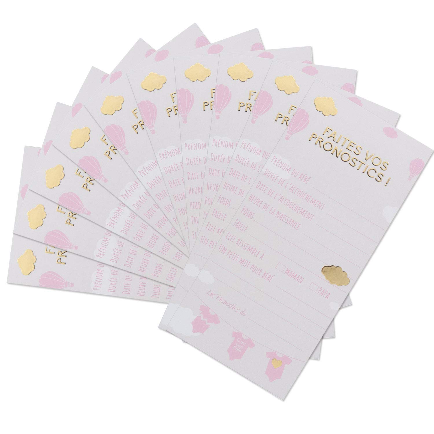 Olilly 10 Cartes Pronostic Pour Baby Shower Fille 10 Cartes Jeu Et Pronostics De Naissance A Faire Entre Amies Cuisine Maison Invitations