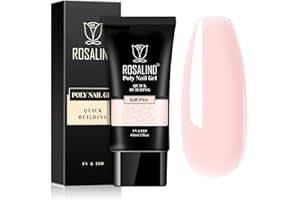 ROSALIND Pink Poly Nail Gel, 2 oz Nude Poly Extension Gel for Nail Natural Builder Pink Gel,Poly Extension Long-Lasting Enhancement
