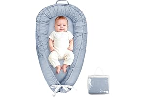 Hooyax Baby Lounger for Newborn 0-24 Months, Portable Infant Lounger with Adjustable Ties, Soft Breathable Cotton Baby Nest L