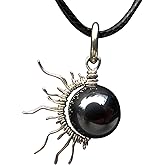 Sterling Silver 1/2 Sun Moon Eclipse Pendant W/Hematite Bead