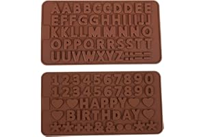 GOZMOZ 2 PACK Silicone Mini Letter Number Numeric Alphabet Happy Birthday Chocolate Molds Fondant for Cake baking Decoration (Number & Alphabet ( 2 Pack ))