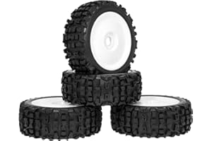 RC Station 17mm Hex RC Wheels and Tires 1/8 Scale RC Buggy Truggy Tires Wheels for Arrma Typhon 6S 3S Losi 8IGHT X/E 2.0 XT/XTE Tires and Wheels Preglue 4PCS