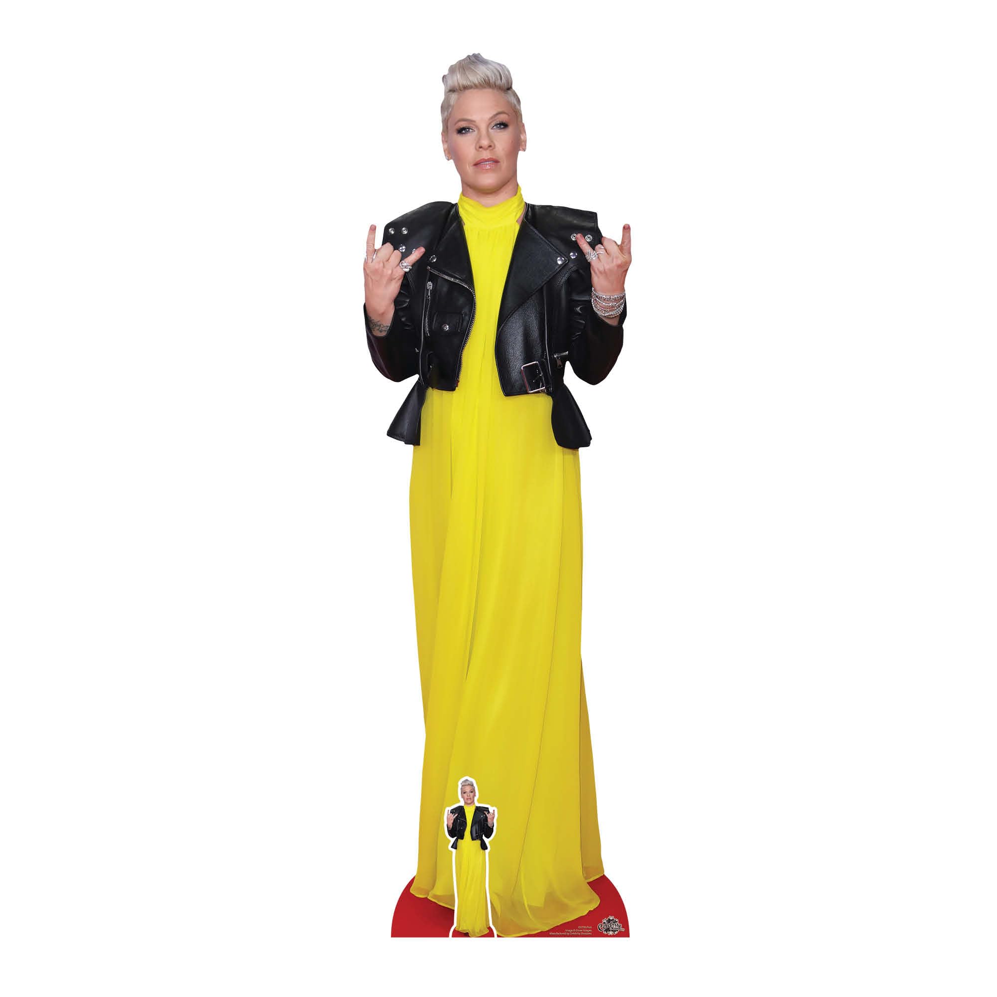 STAR CUTOUTS Ltd CS795 Pink Pop Rock Star Cardboard Standee Perfect for Parties, Gifting and Events 5ft 6in 170cm Tall with Free Table top Cutout, Solid, Multicolour, Regular