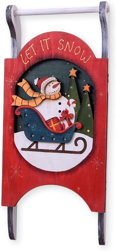 Transpac Imports Red Let it Snow Snowman Vintage Look Sled 18 x 8 Wood Christmas Decoration