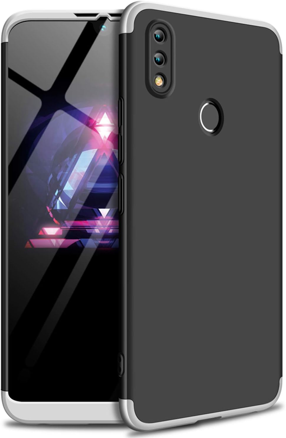 MYLBOO Honor 8X Max Case,[3 in 1]360 Degrees Full Body Protection,[Anti-Scratch] [Shockproof] Matte Ultra Slim PC Hard Case for Huawei Honor 8X Max 7.12" Smartphone (Black+Silver)
