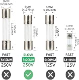 AUKENIEN T0.5AL250V 5x20 Slow Blow Glass Fuse Pack of 20 0.5A 250V view 2
