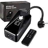 GMY Outdoor Dimmer for String Lights, Remote Dimmer Switch with Timer, Dimmer Plug Compatible with Dimmable LED/Tungsten Bulbs，IP44，100FT Range, Max Power 400W Inc, FCC