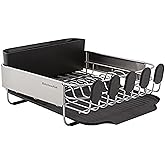 KitchenAid Compact, Space Saving Rust Resistant Dish Rack with Removable Flatware Caddy and Angled Self Draining Drainboard, 