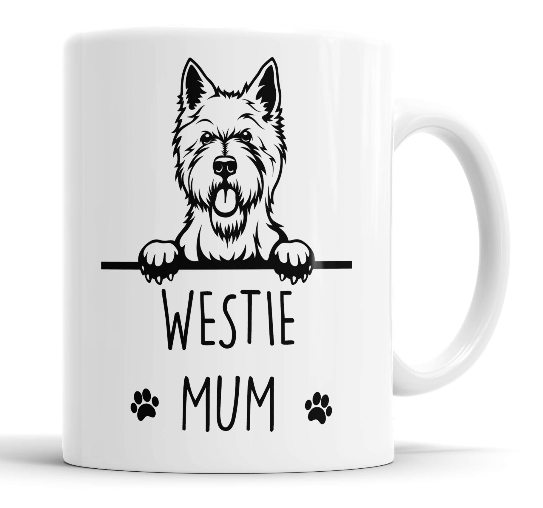 Faithful Prints Westie Mum Mug Pet Present West Highland Terrier Dog Mum Dad Friend Joke Funny Gift Cup Birthday Christmas, Ceramic Mug