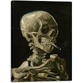 Wieco Art Canvas Wall Art Skull of a Skeleton with Burning Cigarette 1886 by Vincent Van Gogh Post-Impressionism Canvas Prints Pictures Artwork for Home Decor and Wall Decor
