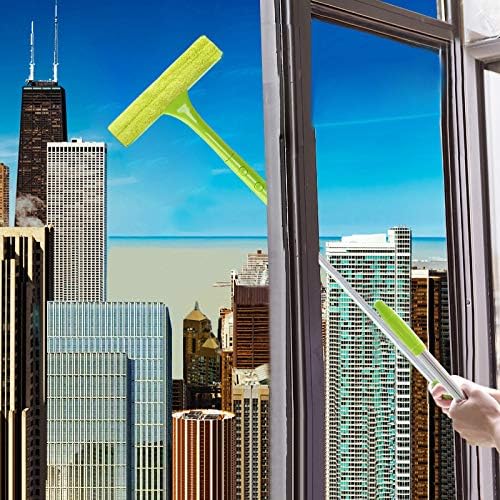 Double-Sided Long Handle Retractable Rotary Wipe Glass God High-Rise Home Green