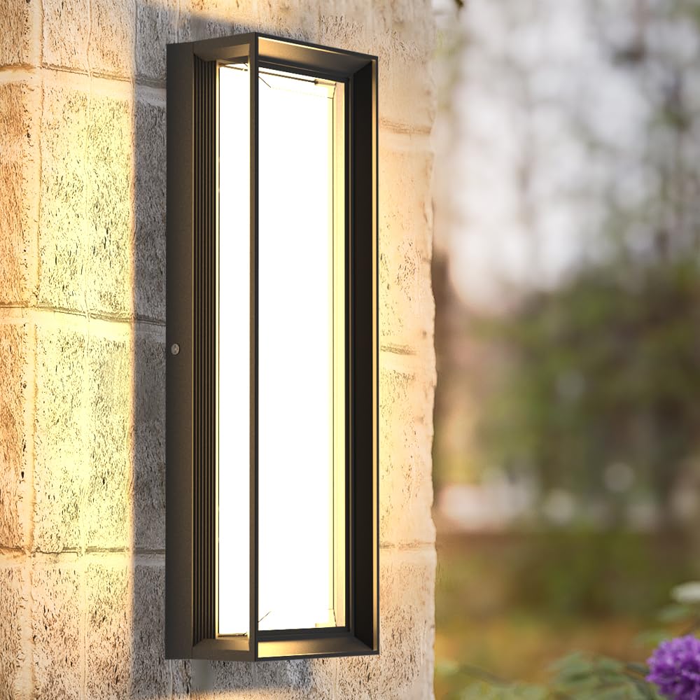 Photo 1 of Sytmhoe LED Square Outdoor Wall Lights,16inch 3000K 10%-100% Dimmable Exterior Wall Light Aluminum&PC Body Waterproof IP65 led Porch Light for House Patio Garage Garden