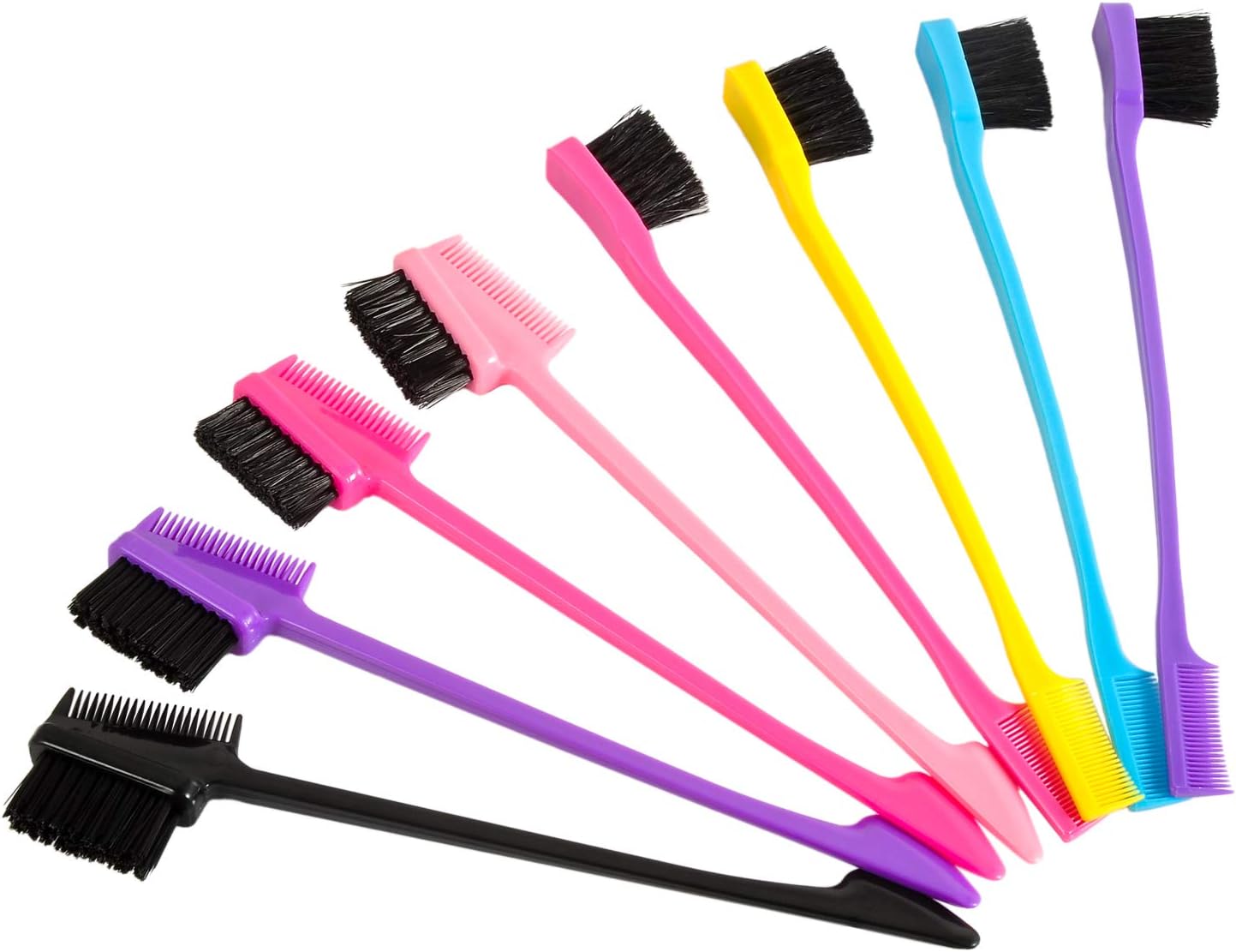 Cetornie 8 Pieces Hair Edge Brush Double Sided Edge Control Hair Brushes and 3 in 1 Eyebrow Brush Eyebrow Hair Styling Brush Eyelashes Grooming Comb