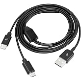RIIEYOCA Multi Charging Cable,2 in 1 USB 2.0 A to USB Type C and Micro USB | Charging Cable Cord,Power up to 2 Devices at Once from a Single USB Port,1M(Black)
