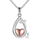 SHEAISRS Teardrop Hourglass Urn Necklace for Ashes for Women Sterling Silver Cremation Jewelry Memorial Keepsake Urns Pendant Necklace for Urn Necklaces Ashes